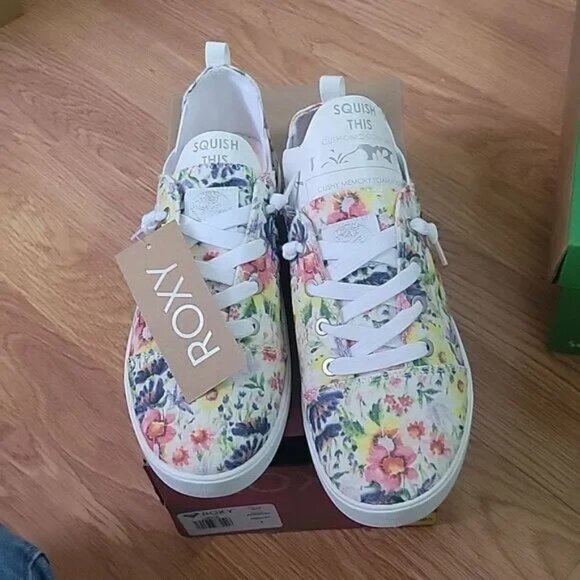 Roxy Sneakers Floral Canvas Shoes 7.5 Libbie Casual NWT NIB - Picture 6 of 8
